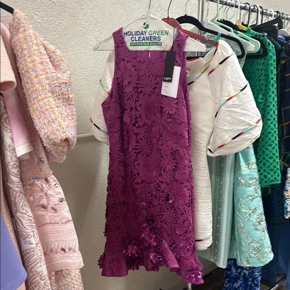 ☀️Emanuel Ungaro Pink Asymmetrical Ruffled Mini Dress - Picture 5 of 5